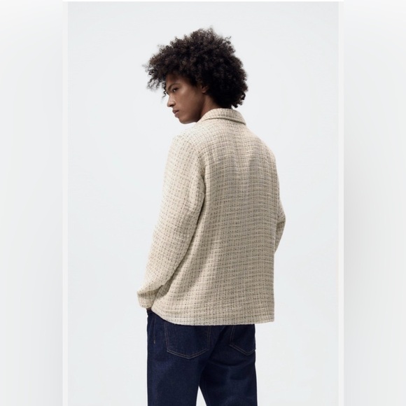 Zara Textured Cream Tweed Long Sleeve Overshirt/Jacket “Shacket” Size M - Picture 6 of 16